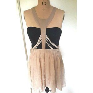 Blessed are the meek black taupe side back bodice  cutouts summer dress M (3)